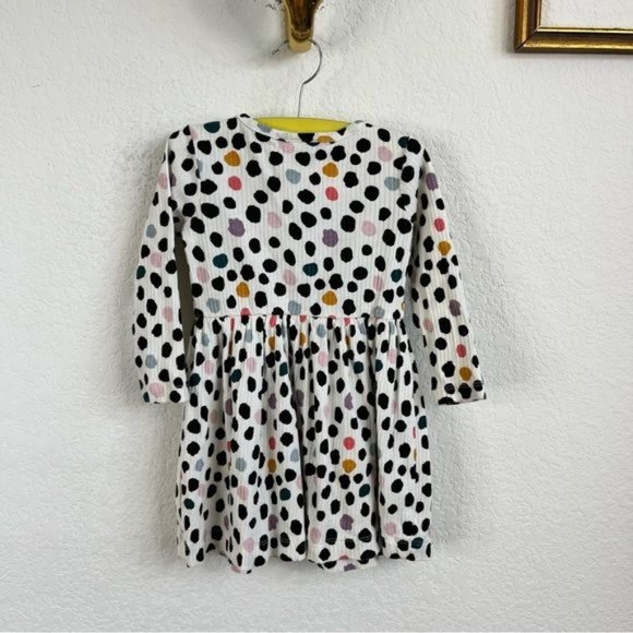 Hanna Andersson Rainbow Ribbed Dotted Abstract Painters Long Sleeve Dress - Picture 5 of 6